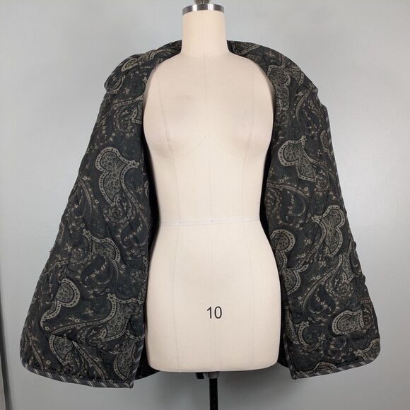 Velvet Reversible Jacket Womens L Green Tapestry Quilted 90s Y2K Vtg Whimsigoth - Picture 7 of 16